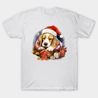 Lazy Beagle Dog at Christmas T-Shirt